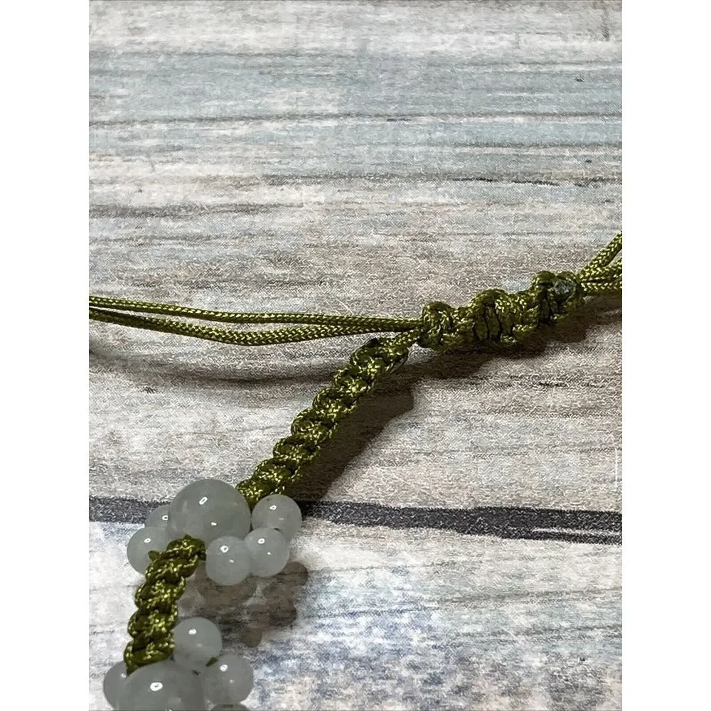 Jade Jadeite Flower Slide Bracelet Beads Cord Adjustable white yellow Green NWOT